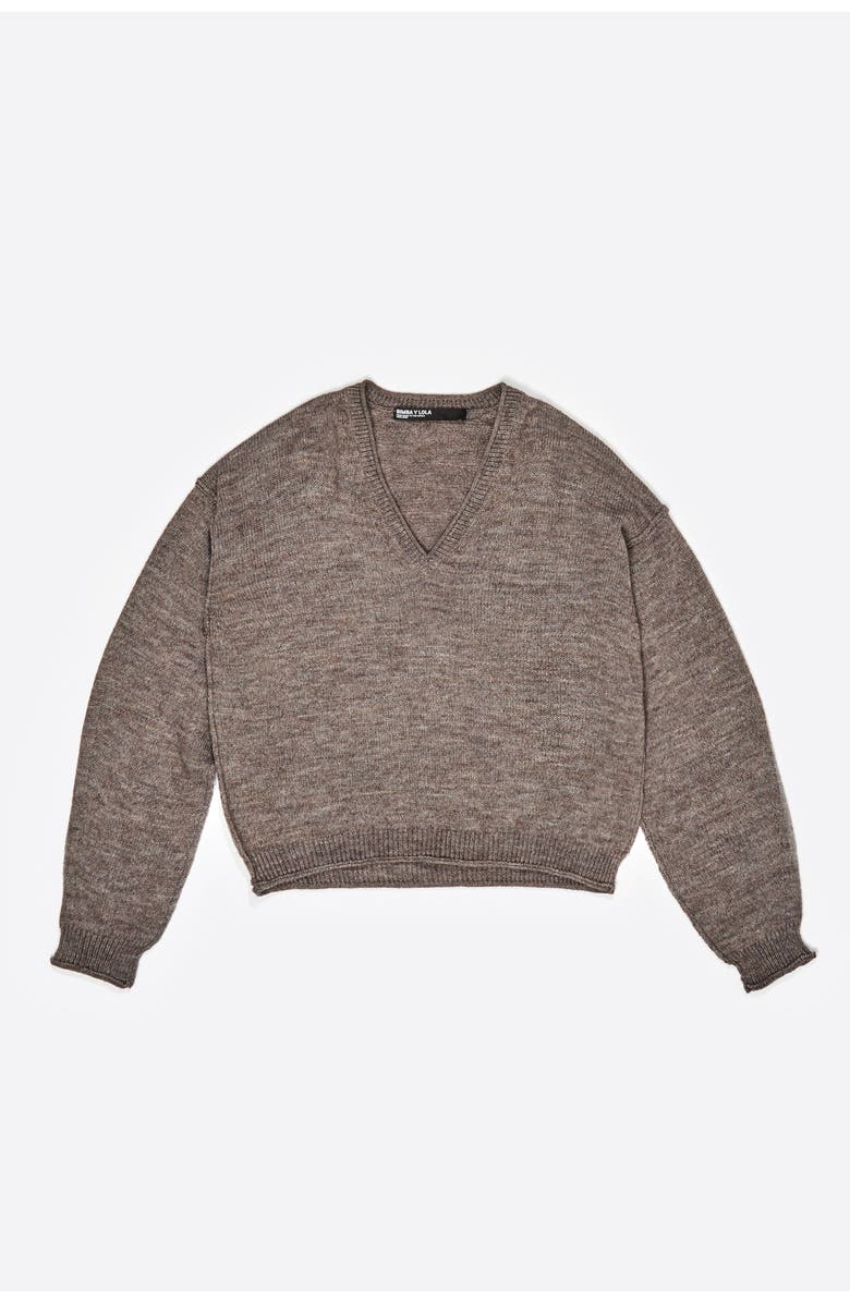 Bimba y Lola Wool V-Neck Sweater, Alternate, color, Taupe