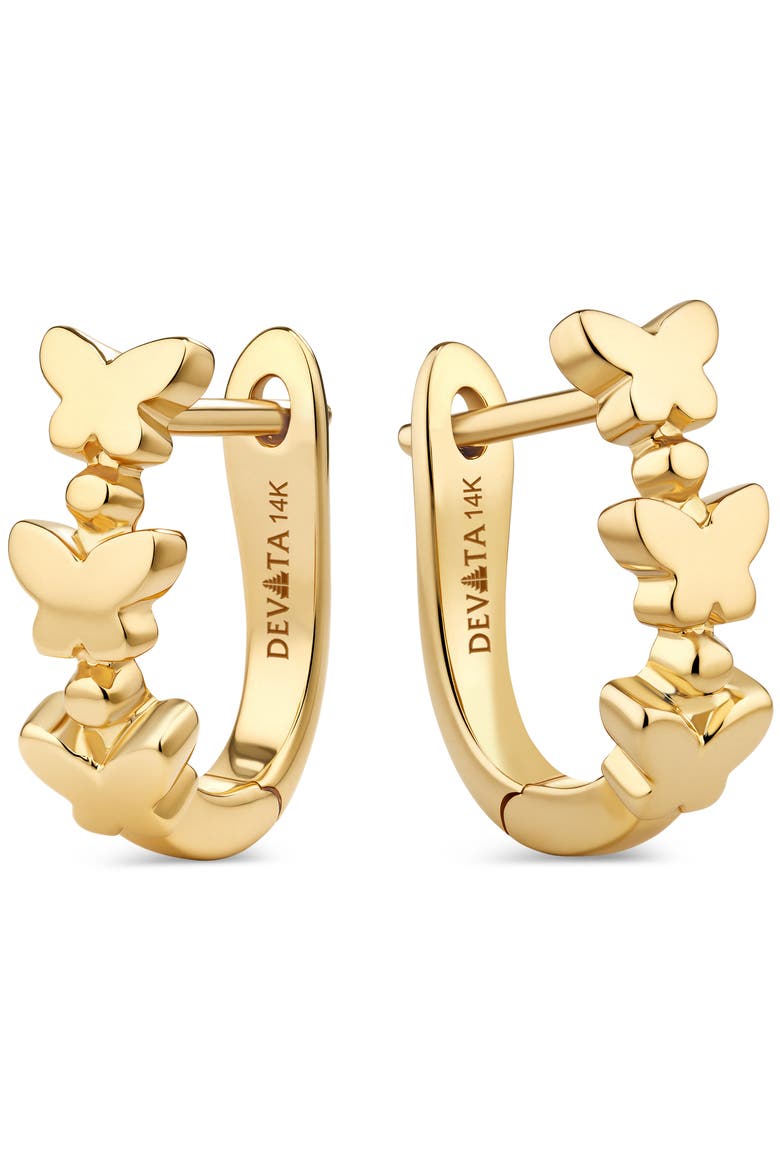 Butterfly Hoop Earrings in 14K Gold, Main, color, Yellow Gold