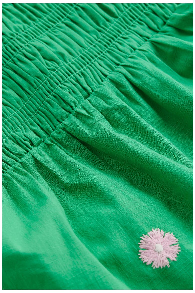 Kids' Floral Embellished Smocked Cotton Top, Alternate, color, SAPLING GREEN