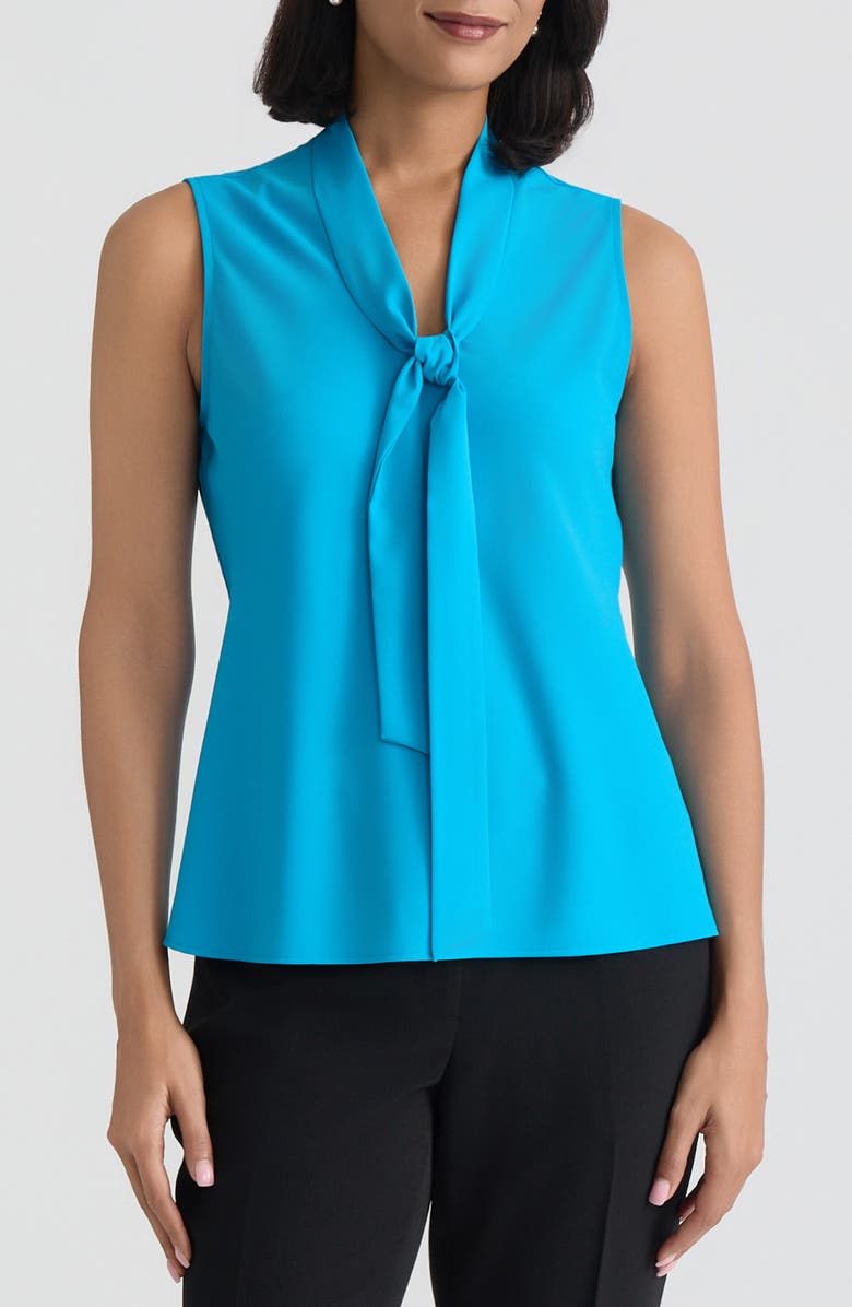 KASPER Sleeveless Tie Front Top, Main, color, Bright Azul
