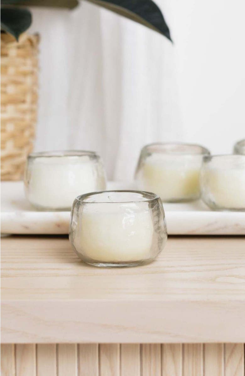 The Collective Home Pebbled Filled Mini-Votive Candles - Set of 6, Alternate, color, White