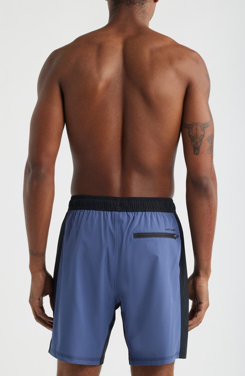 SANTO STUDIO Tempo Wordmark Performance Drawstring Shorts, Alternate, color, Blue