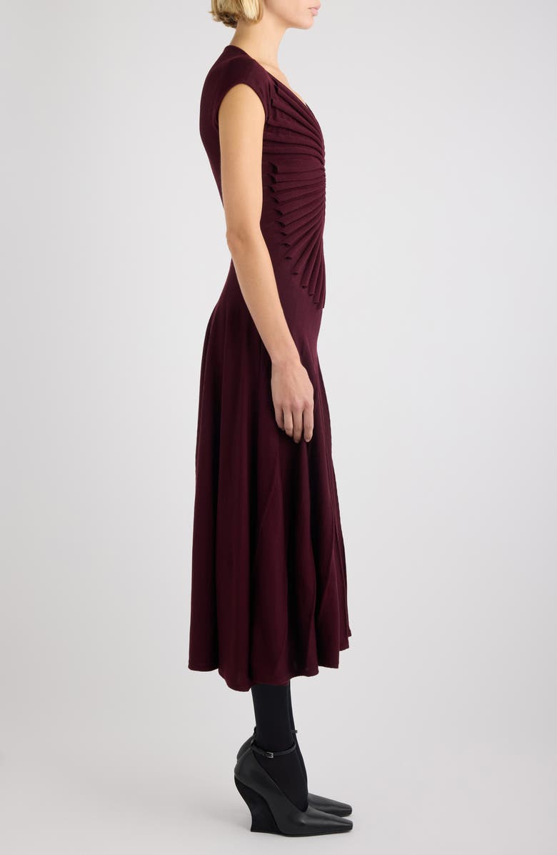 Alaïa Sculpted Virgin Wool Sweater Dress, Alternate, color, Burgundy