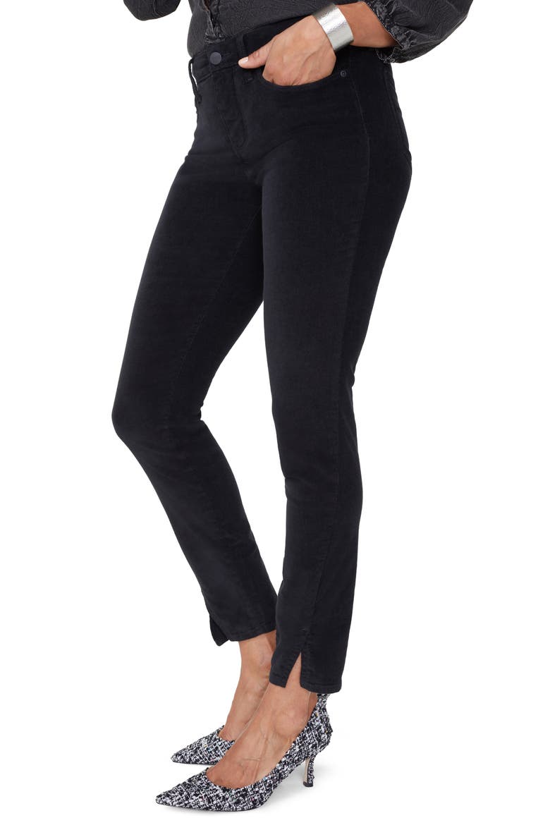 Ami Twisted Seam Split Ankle Skinny Jeans, Alternate, color, BLACK