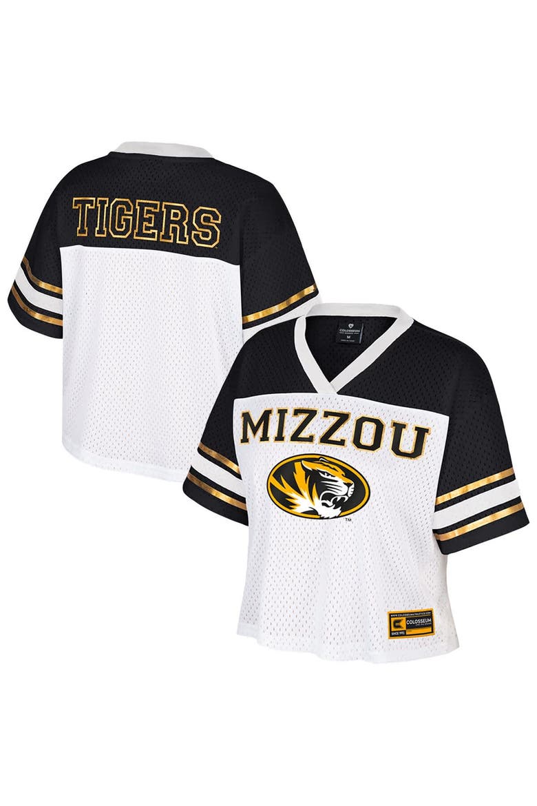 Women's Colosseum  White Missouri Tigers Treasure Cropped Football Jersey, Main, color, White