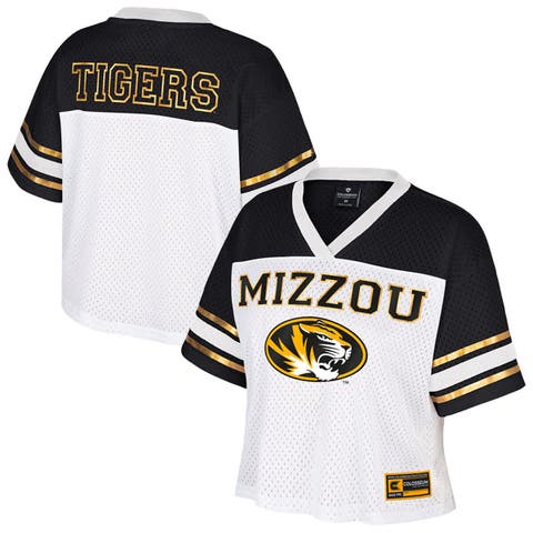 Women's Colosseum  White Missouri Tigers Treasure Cropped Football Jersey