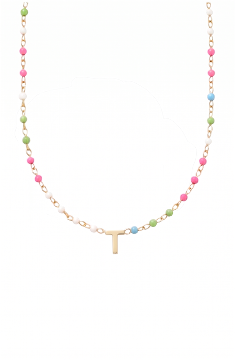 custom initial dainty colorful enamel 14k gold filled necklace