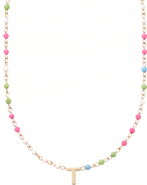 CUFFED BY NANO custom initial dainty colorful enamel 14k gold filled necklace