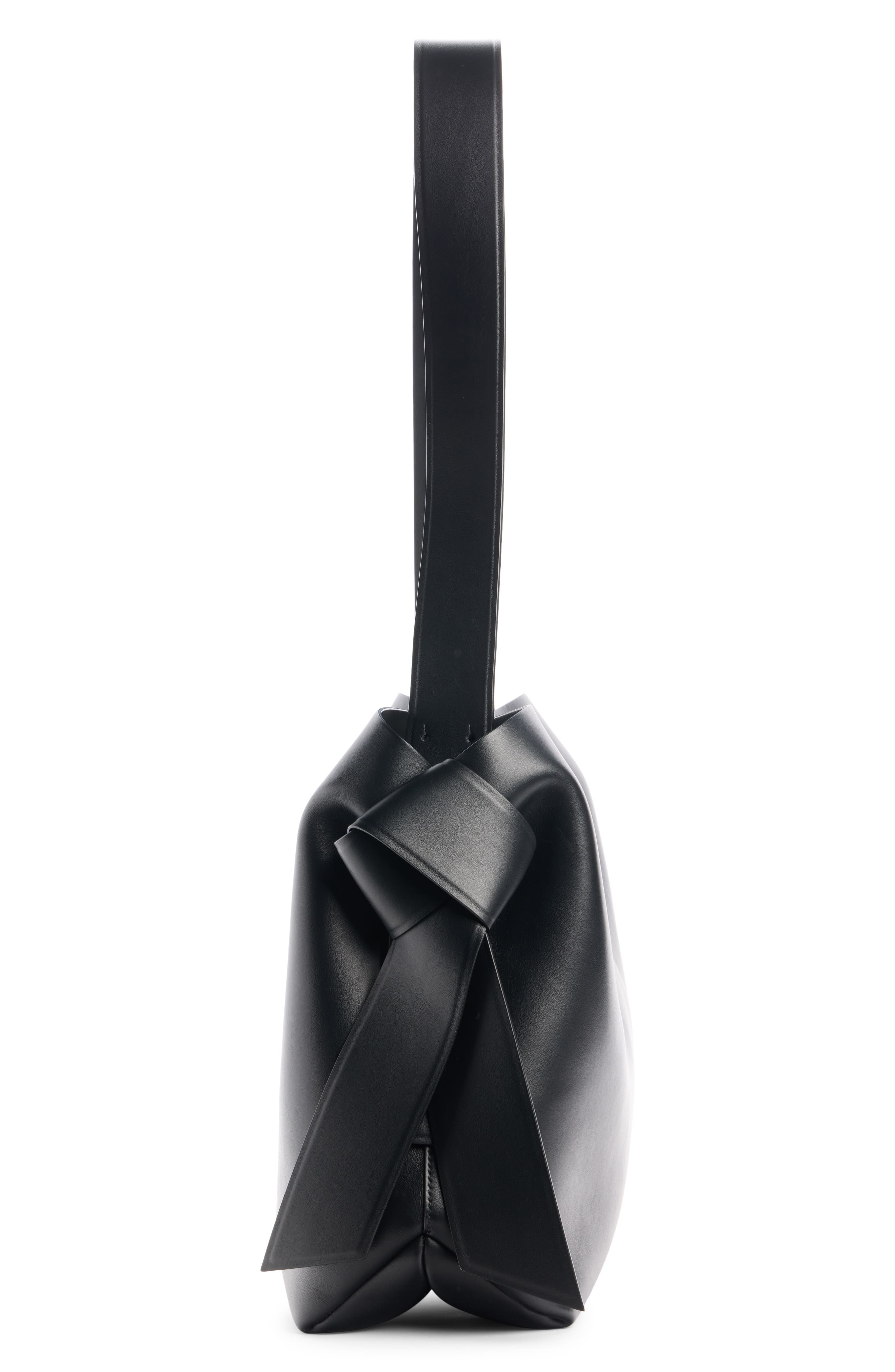 Acne Studios Midi Musubi Leather Bag, Alternate, color, Black