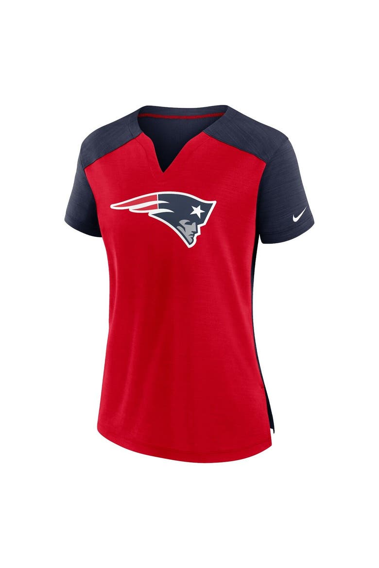 Women's Nike Red/Navy New England Patriots Impact Exceed Performance Notch Neck T-Shirt, Alternate, color, Red