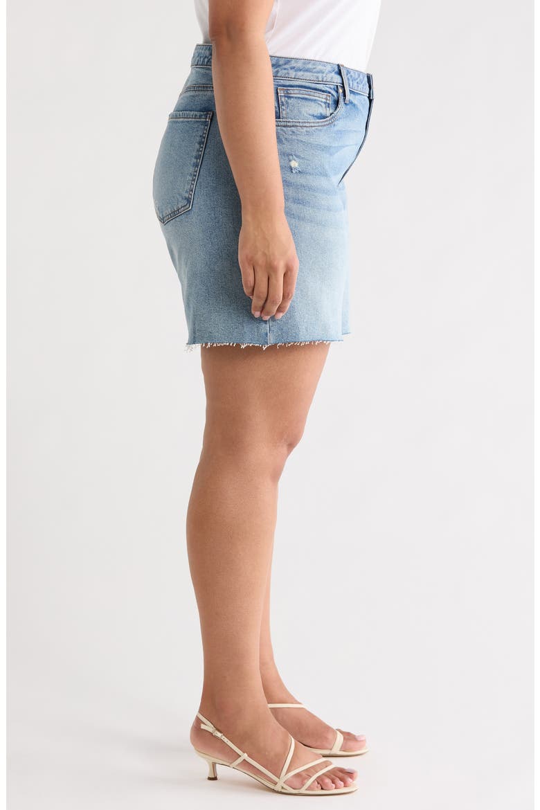 Hailey High Waist Raw Hem Denim Bermuda Shorts, Alternate, color, FOCUS