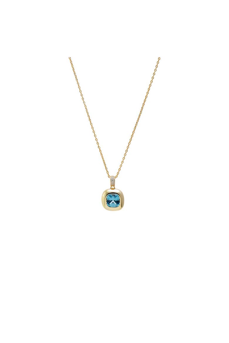 Aquamarine Cushion Cut Drop Pendant Necklace, Main, color, Aqua