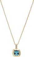 BY ADINA EDEN Aquamarine Cushion Cut Drop Pendant Necklace