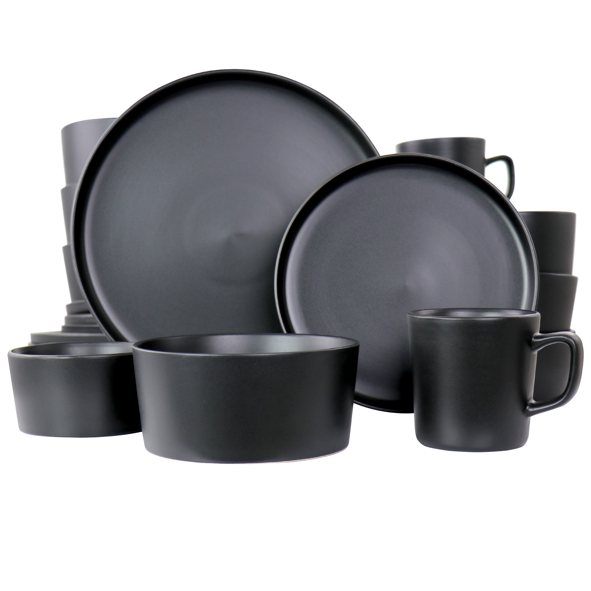 Elama Luxmatte Black 20 Piece Dinnerware Set In Black