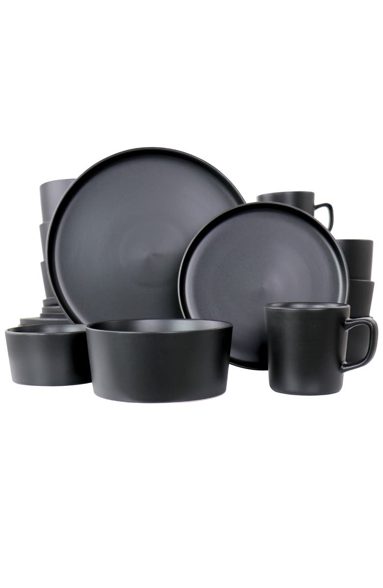 Elama Luxmatte Black 20 Piece Dinnerware Set, Main, color, Black