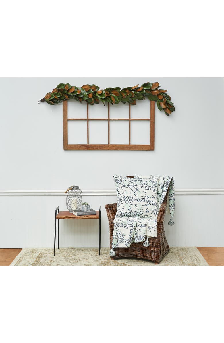 C&F Home Esha Blue & White Damask Pattern Super Soft Cozy Accent Accent Throw Blanket, Alternate, color, Off-White