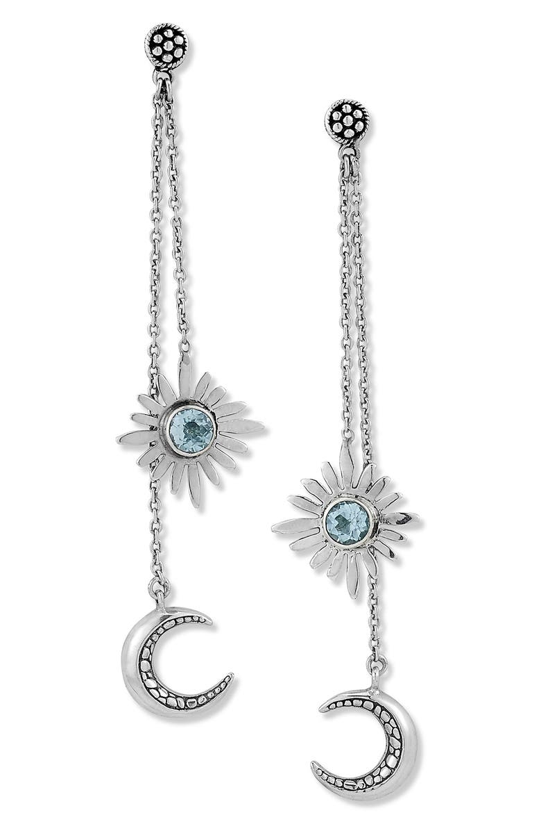 SAMUEL B. Blue Topaz Moon & Star Chain Drop Earrings, Main, color, Blue