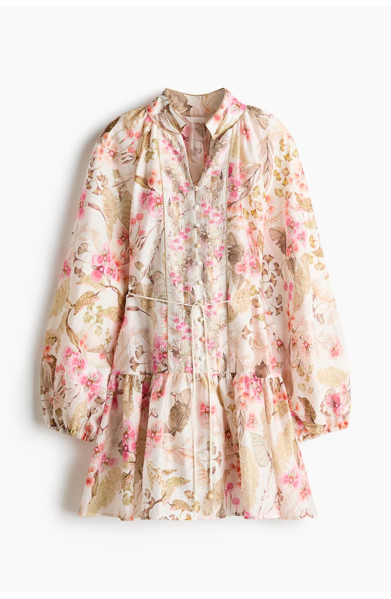 H&M Short tunic dress, Alternate, color, Cream/Floral