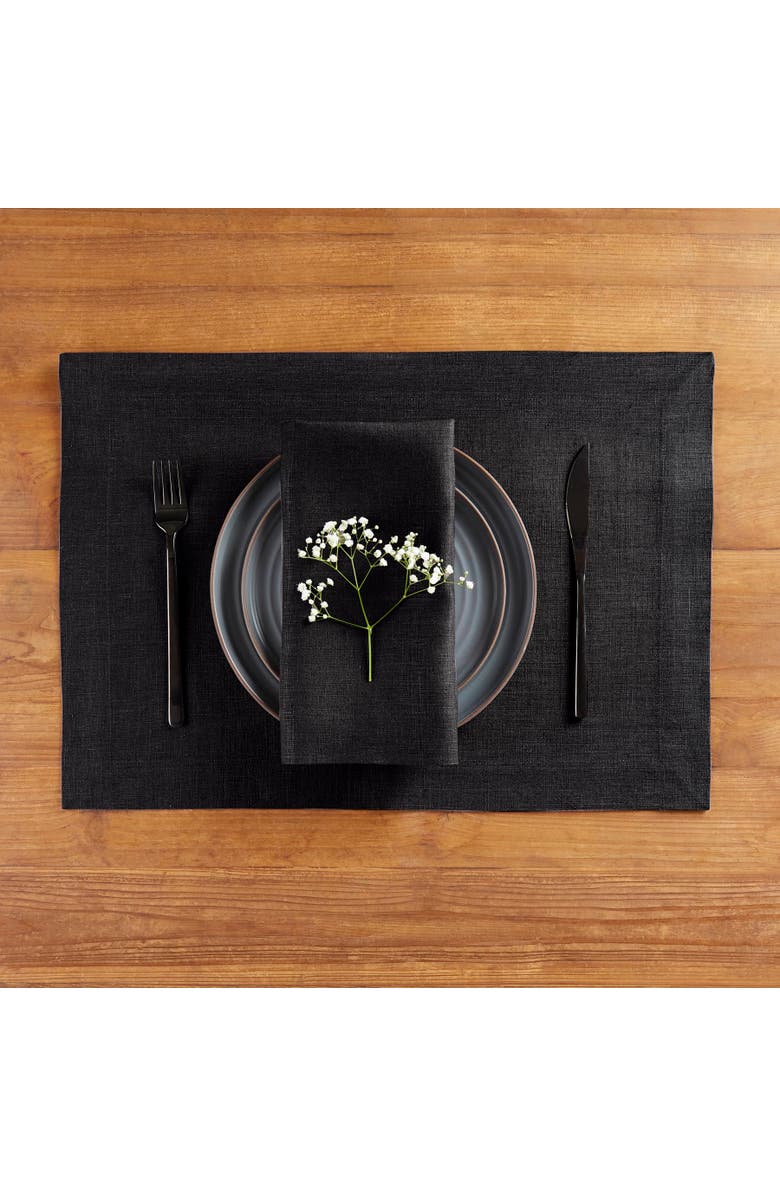 Solino Home Linen Dinner Napkins - Diana, 20" x 20" Inch, Alternate, color, Black