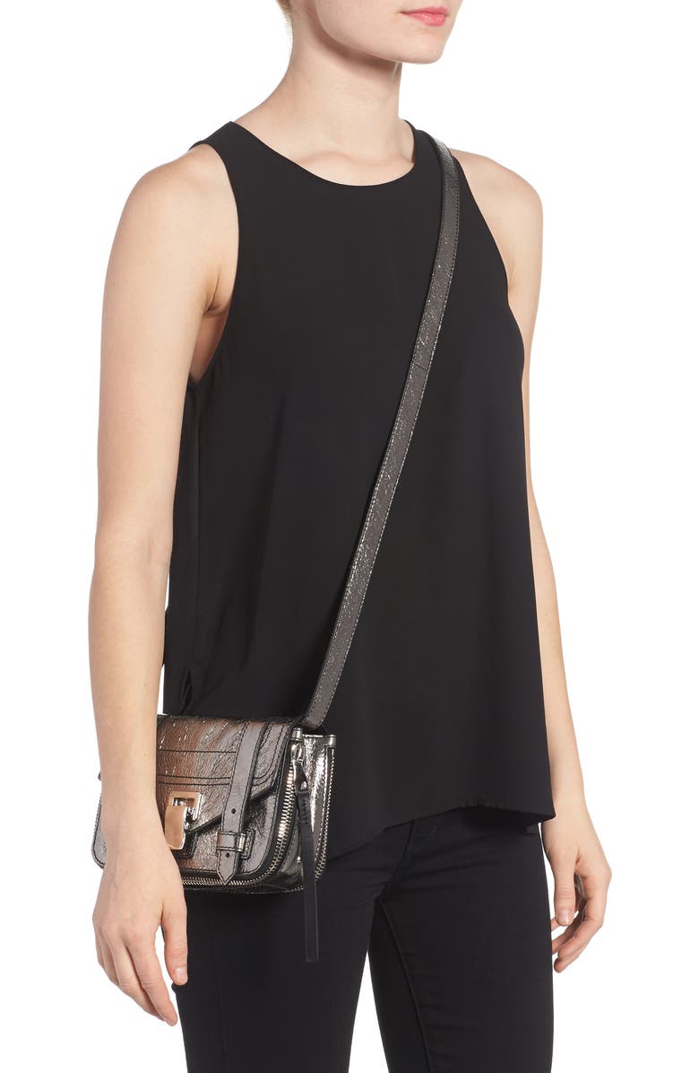 Proenza Schouler Mini PS1 Metallic Leather Crossbody Bag, Alternate, color,