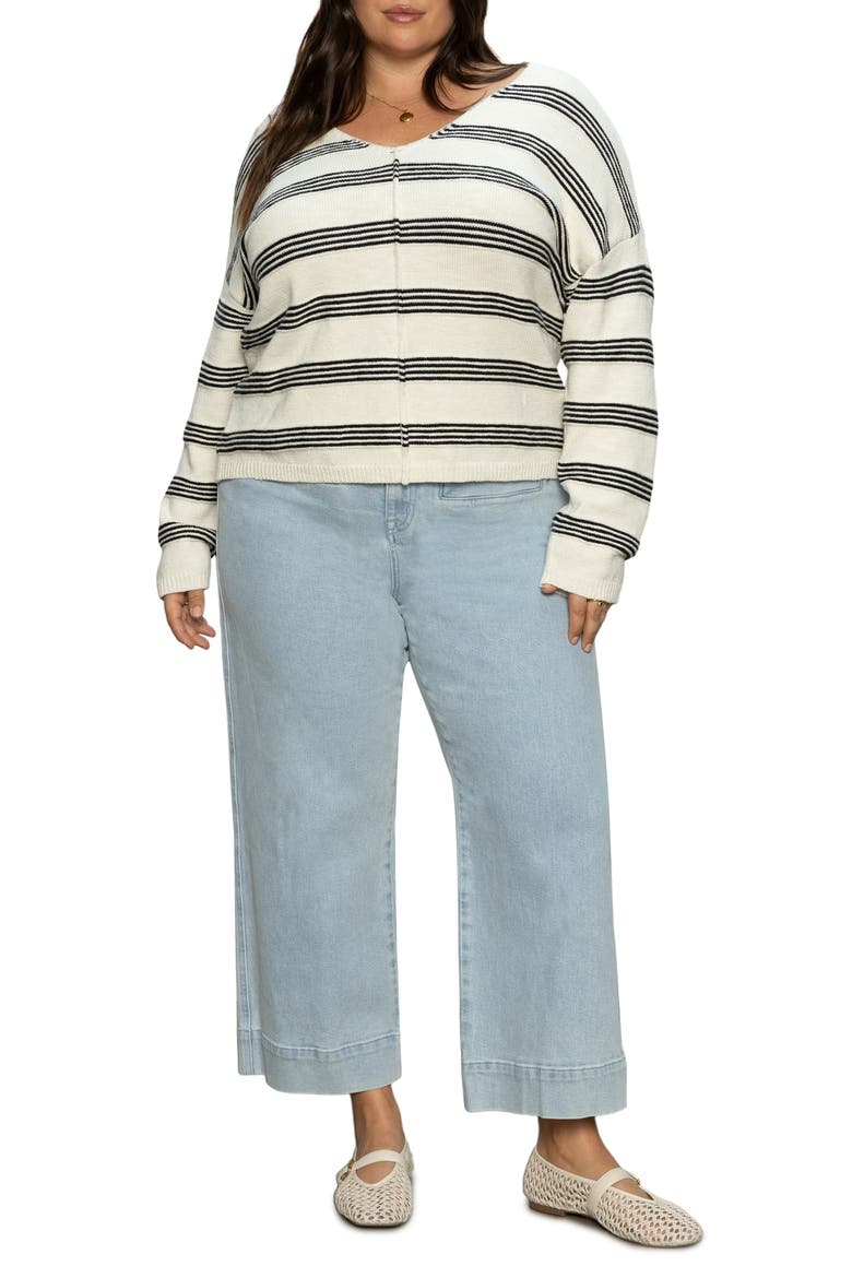 Easy V-Neck Cotton Sweater, Alternate, color, LIGHT OAT