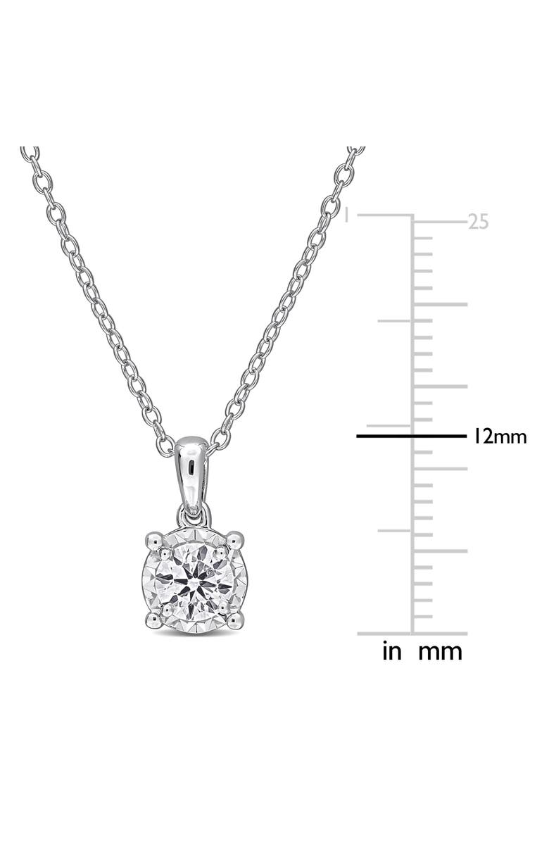 Created Forever Sterling Silver Round Lab Grown Diamond Pendant Necklace, Alternate, color, Silver