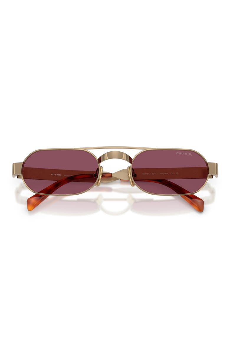 52mm Oval Sunglasses, Alternate, color, BRASS / DARK VIOLET