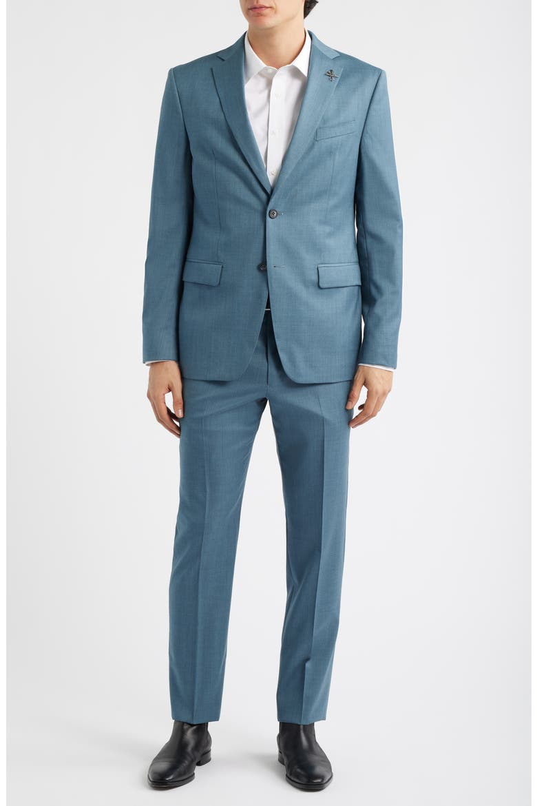 Bleecker Teal Mélange Virgin Wool Suit, Alternate, color, TEAL