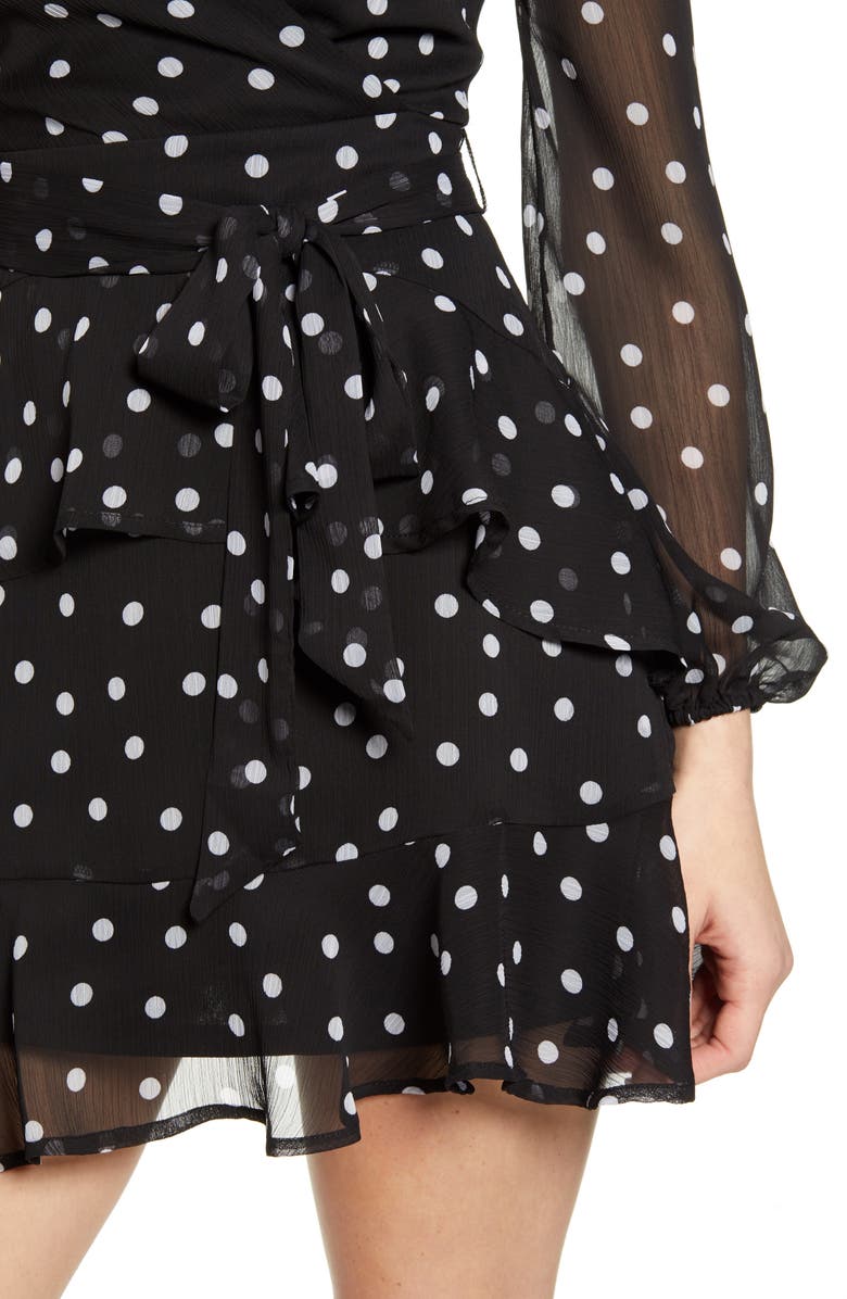 Leith Long Sleeve Wrap Front Minidress, Alternate, color, 