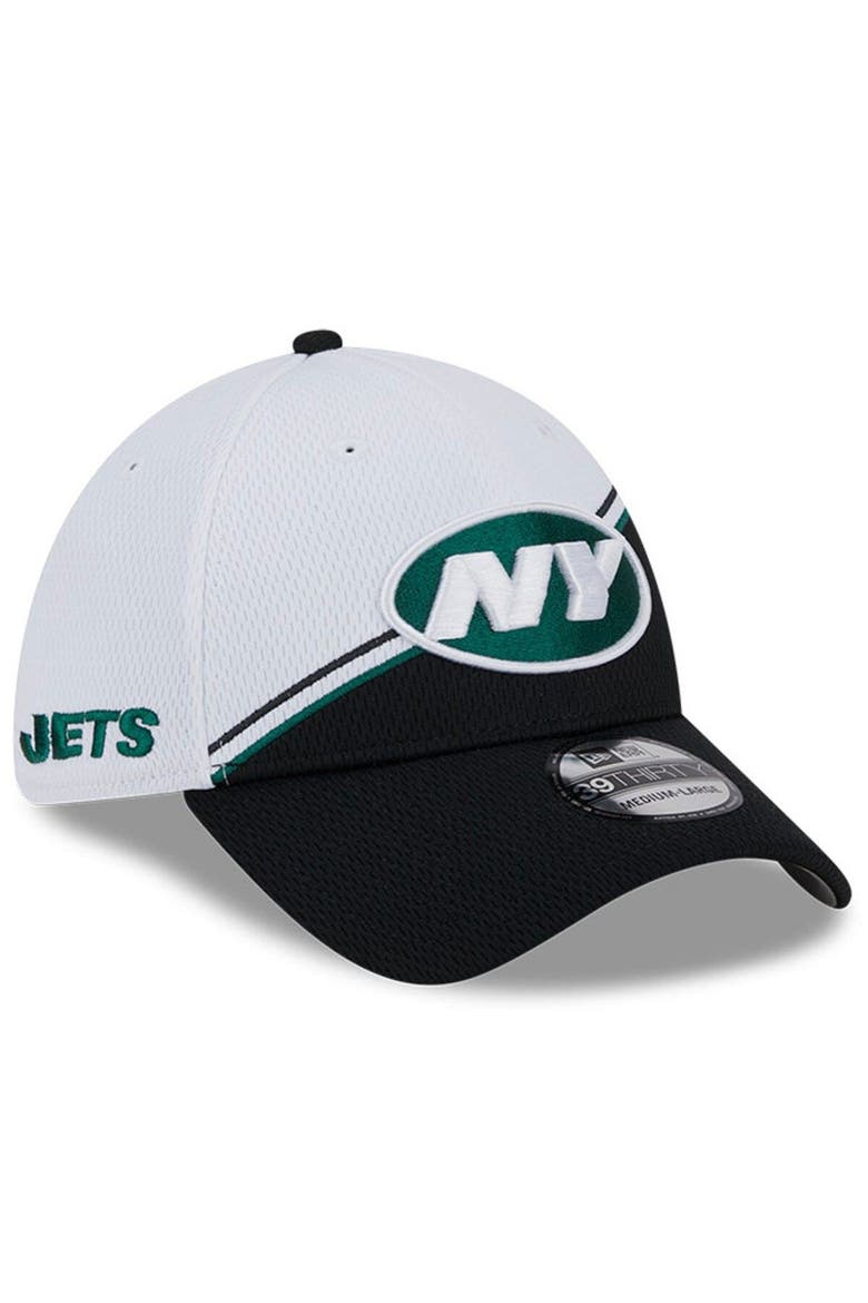 Men's New Era  White/Black New York Jets 2023 Sideline 39THIRTY Flex Hat, Main, color, White