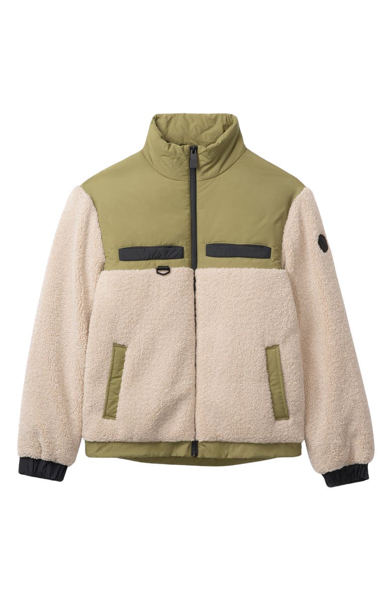 Noize Lukaz Faux Shearling Trim Puffer Jacket, Alternate, color, Oat/ Moss