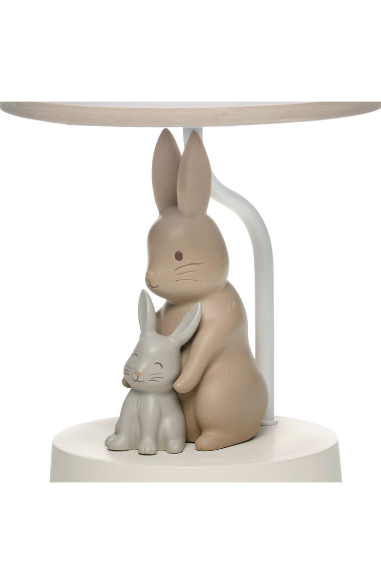 Lambs & Ivy Signature Bunny Hop Hand-Painted Resin Rabbits Lamp with Shade, Alternate, color, Cream