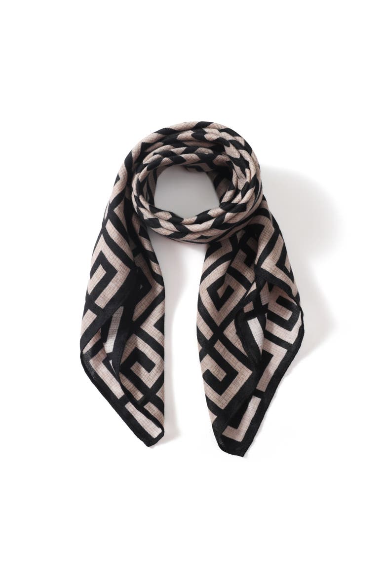 The Zoe Lightweight Neck Scarf, Alternate, color, Black/Tan