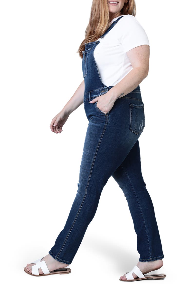SLINK Jeans Distressed Denim Overalls, Alternate, color, 
