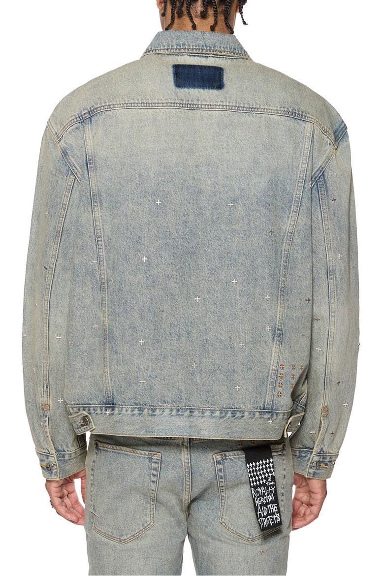Oh G Stagelight Metallic Denim Trucker Jacket, Alternate, color, DENIM
