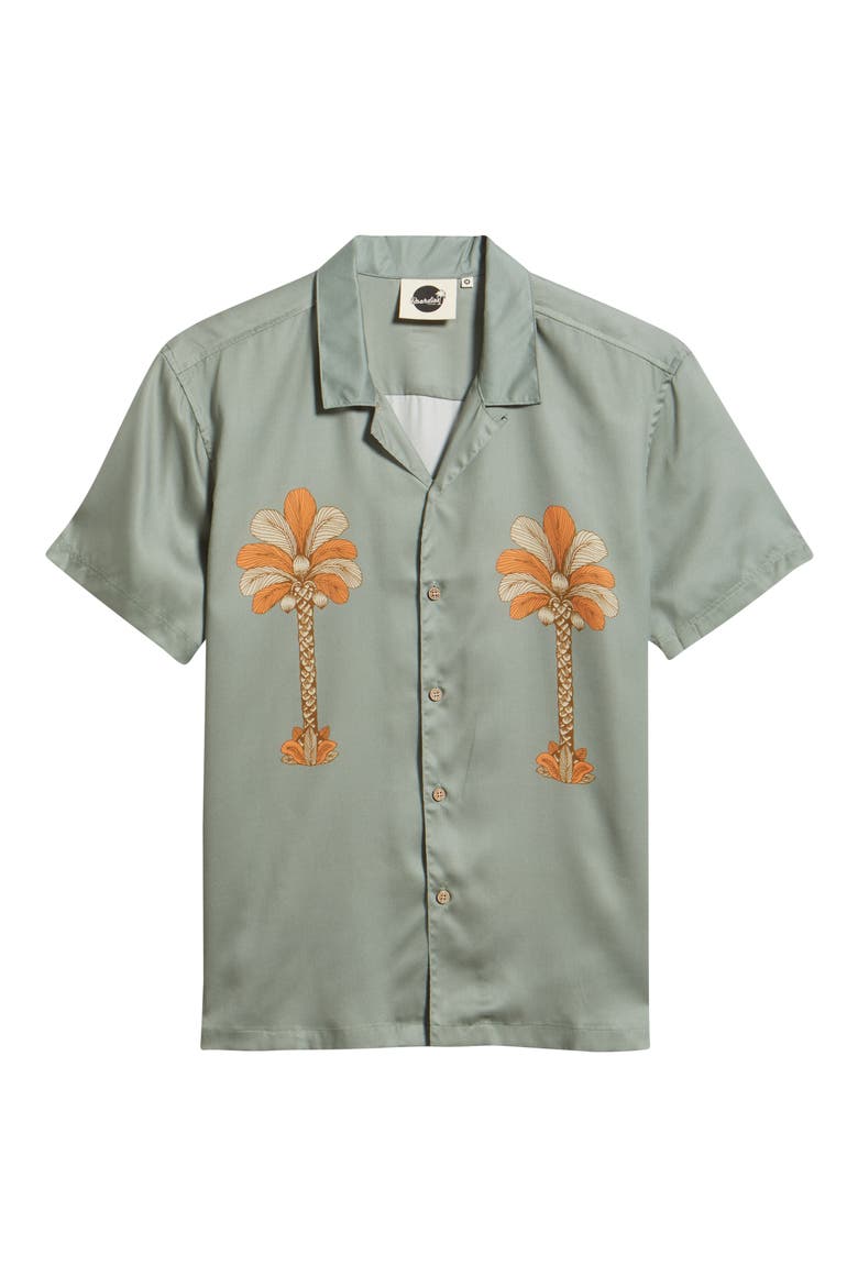 Oasis Palms Print Camp Shirt, Alternate, color, OLIVE