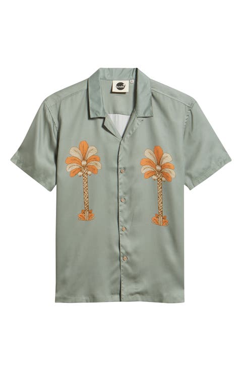 Oasis Palms Print Camp Shirt