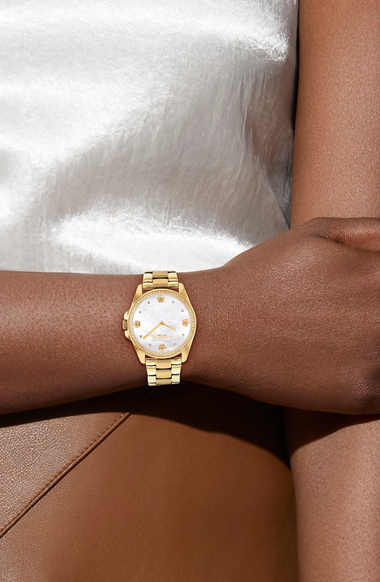 COACH Greyson Bracelet Watch, 36mm, Alternate, color, White Mop