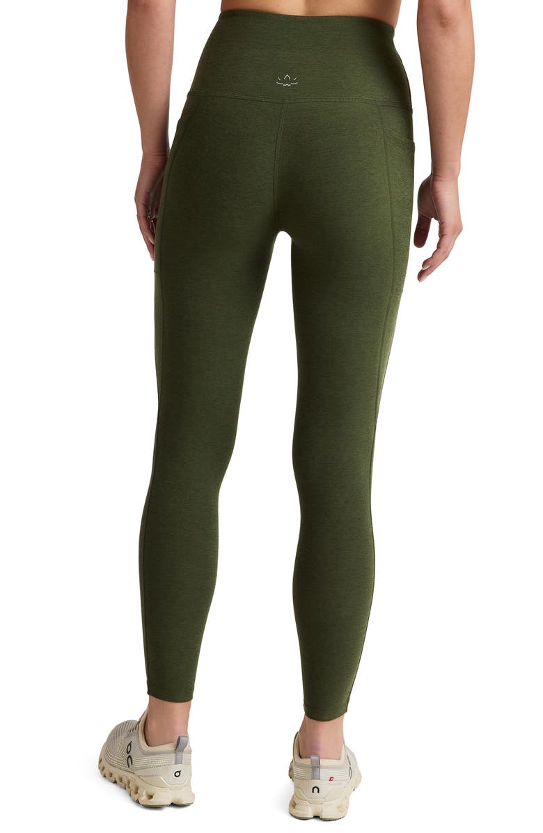 Beyond Yoga Everyday Space Dye High Waist Pocket Leggings, Alternate, color, Army Green Heather