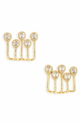 Cubic Zirconia Teardrop Ear Jackets