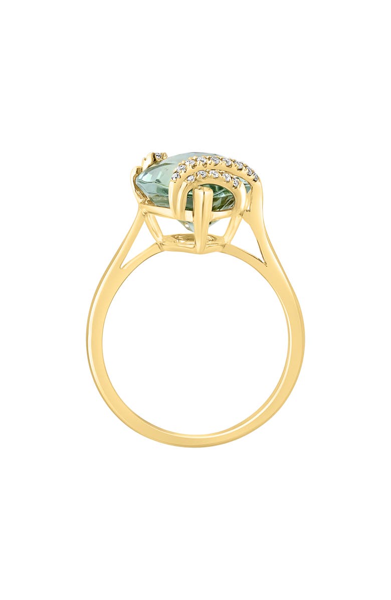 EFFY 14K Yellow Gold Diamond Green Quartz Ring - Size 7 - 0.06ct., Alternate, color, Green