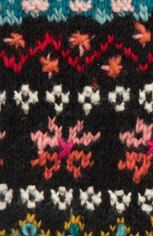 French Knot River Hand Knit Wool Mittens In Black