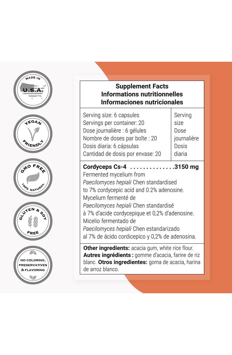 SuperSmart Cordyceps Cs-4 3150mg per Day, Alternate, color, NO COLOR