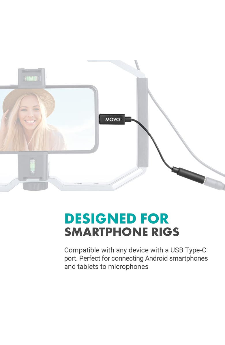 MOVO UCMA-2 Female 3.5mm TRRS to USB-C Mic. Adapter, Alternate, color, Black