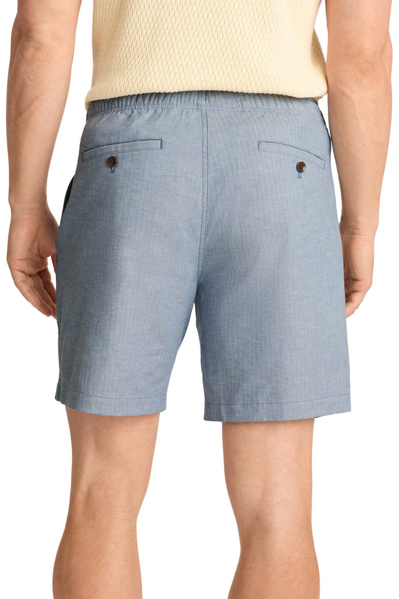 Nomad Herringbone Cotton & Linen Shorts, Alternate, color, LIGHT BLUE HERRINGBONE LINEN