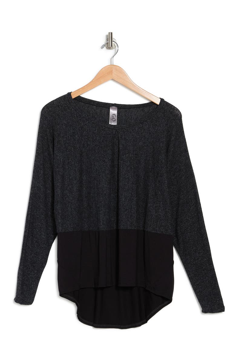 GO COUTURE Contrast Hem Top, Alternate, color, Charcoal