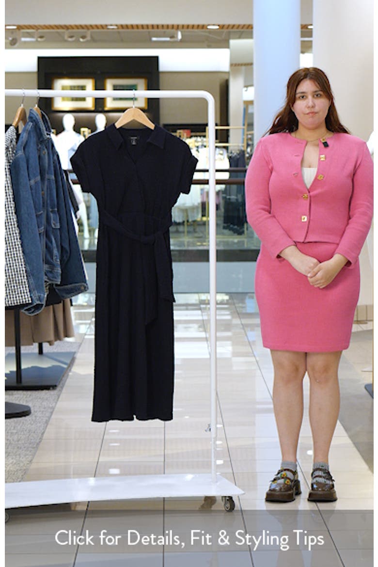 Tie Belt Textured Midi Dress video