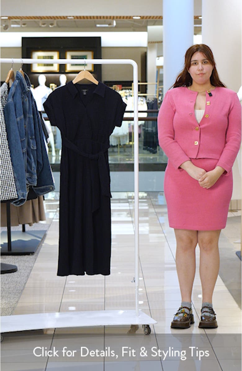 Tie Belt Textured Midi Dress, sales video thumbnail