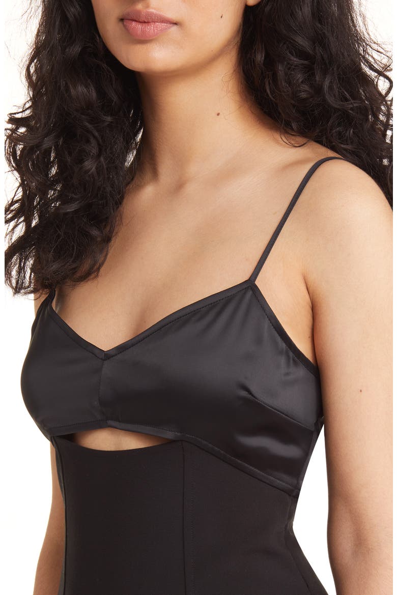 Mixed Media Cutout Camisole Minidress, Alternate, color, BLACK
