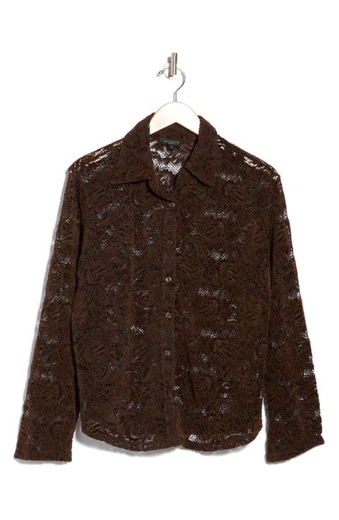 Paisley Lace Button-Up Shirt